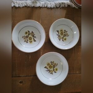 ROYAL WARWICK FRUIT / SAUCE BOWL SUNFLOWER Made in England 3 COUNT